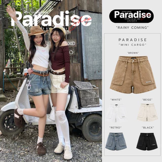 Paradise | XS-2XL | กางเกงขาสั้นมินิคาโก้ ใส่เดินป่า ถ่ายรูปน้ำตกน่ารักชิลล์ๆ เอวสูงทรงสวย กระเป๋าข้าง ใส่เที่ยวคาเฟ่