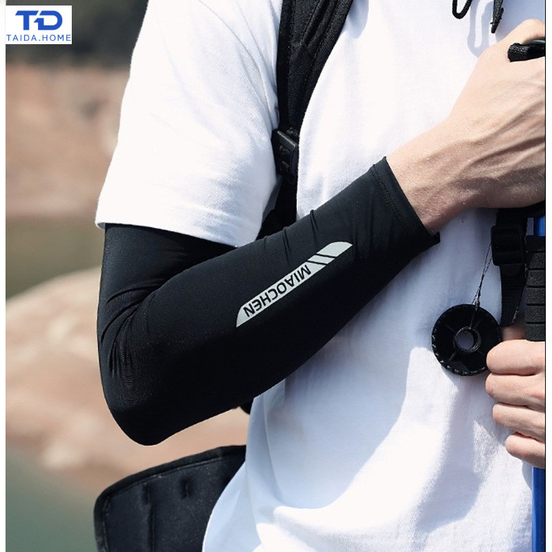 ปลอกแขนผ้าไหมน้ำแข็งสำหรับผู้ชาย เหมาะสำหรับปกป้องผิวจากแสงแดดในฤดูร้อน ป้องกันรังสียูวี เหมาะสำหรับการปั่นจักรยานและ