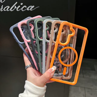 3 in 1 สีเหลืองทนหลักฐานกรณีโทรศัพท์มือถือกันกระแทกกรณีแม่เหล็กป้องกันกรณีสำหรับซัมซุง Samsung A57 A56 A55 A54 A37 A36 A34 A26 A17 A16 A07 5G