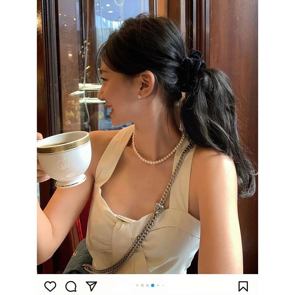 [fever สไตล์เดียวกัน] สร้อยคอมุกหญิงหรูหรา Niche High-End Influencer สร้อยคอขายร้อน Clavicle Chain อ