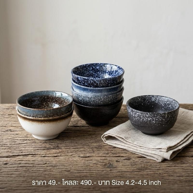 ถ้วยน้ำจิ้ม 4.2-4.5 นิ้ว ลึก 2 นิ้ว - งานคราฟต์แฮนด์เมดทุกใบ เนื้อดินและผิวเคลือบจะมีความแตกต่างเล็กน้อย ไม่เนียนหรือเหม
