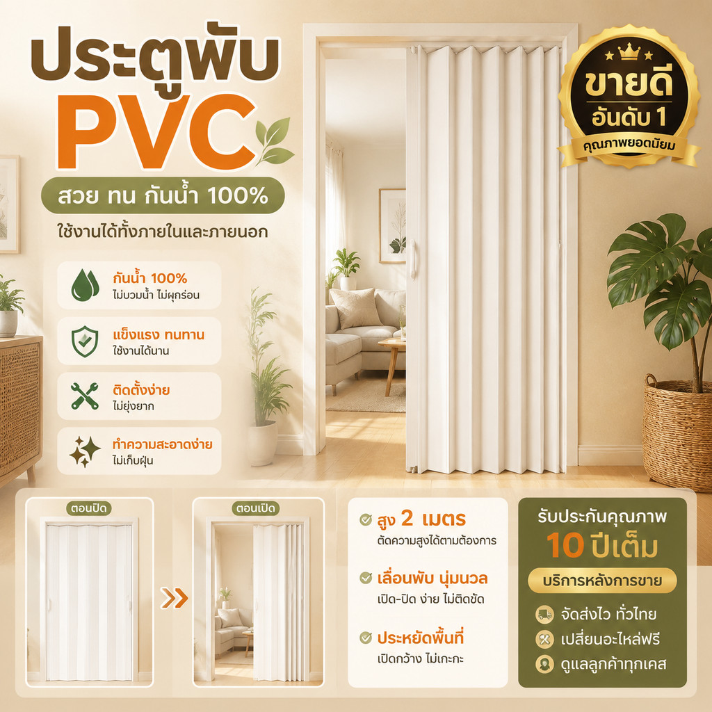 ครอบตัด ม่านประตูพับ PVC ประตูพับ กันน้ำ มิตรสิ่งแวดล้อม ประหยัดพื้นที่ ใช้ได้ทั้งห้องครัว/ห้องนอน