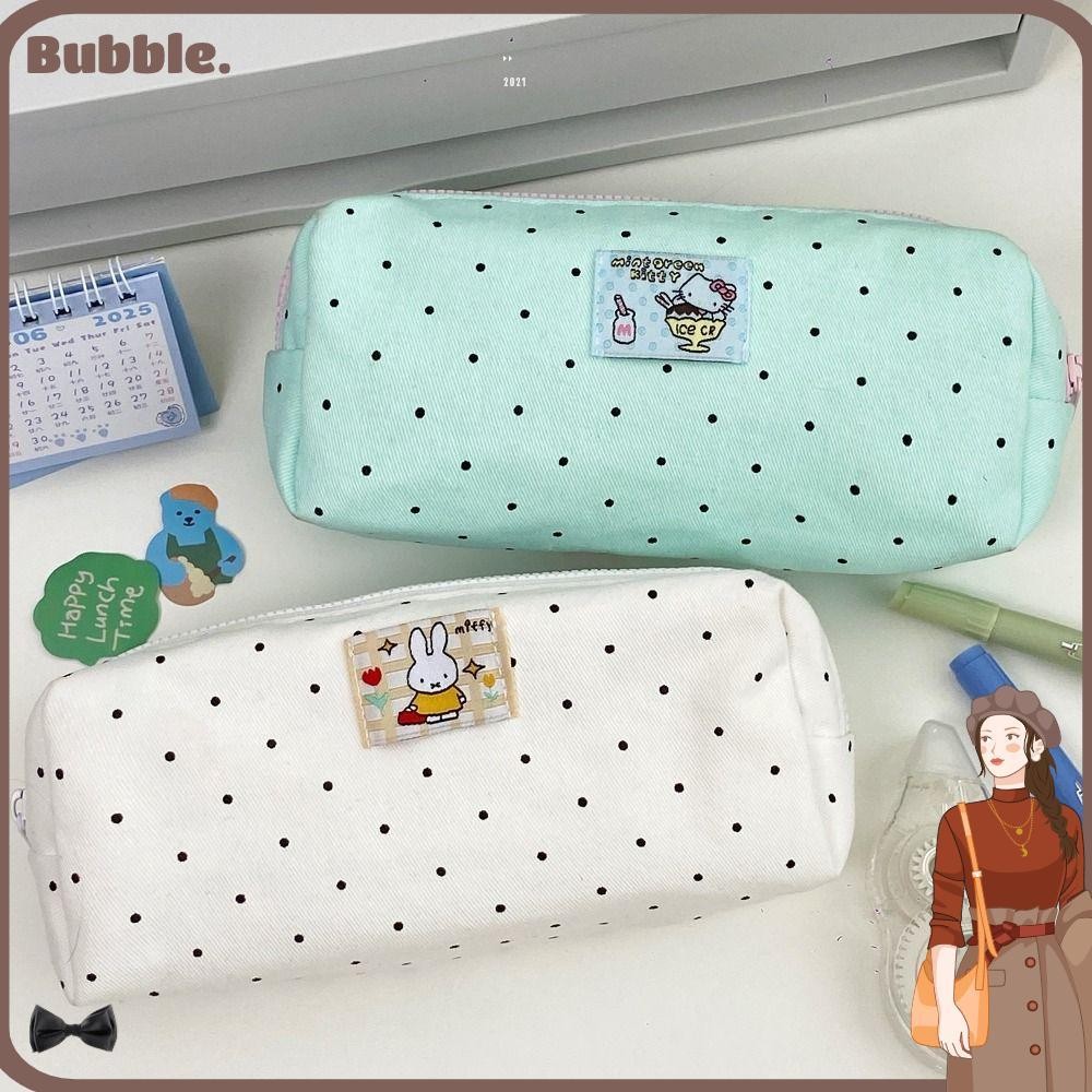 BUBBLE กระเป๋าปากกา Kitty/Miffy Canvas Pencil Case ความจุขนาดใหญ่ มัลติฟังก์ชั่น ของขวัญนักเรียน สำนักงาน โรงเรียน