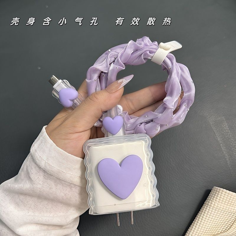 Love Heart รูปแบบสําหรับ OPPO/Realme 33W 45W 67W 80W 100W REALME Data Cable Charger เคสป้องกัน OPPOF