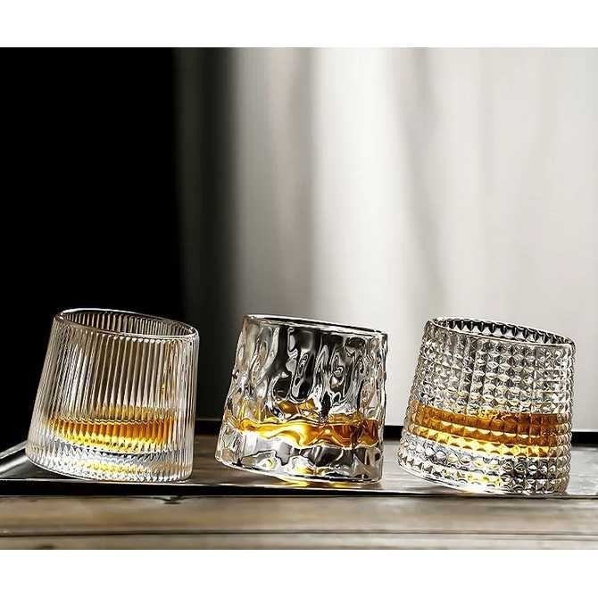 PSNMART Whisky Crystal Spinning Wobble Rock Glass 150ml - YJ101