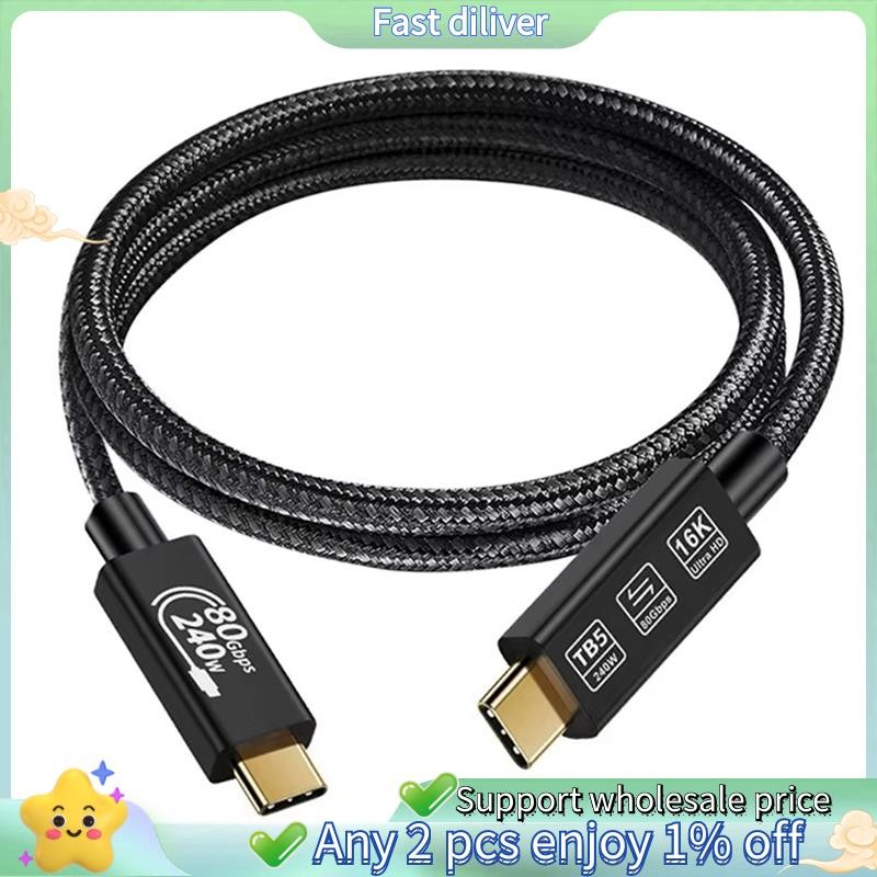 5 80Gbps USB 4.0 Type-C Data Extension Cable 240W Fast Charging 16K สายวิดีโอ Super Speed Data Stora