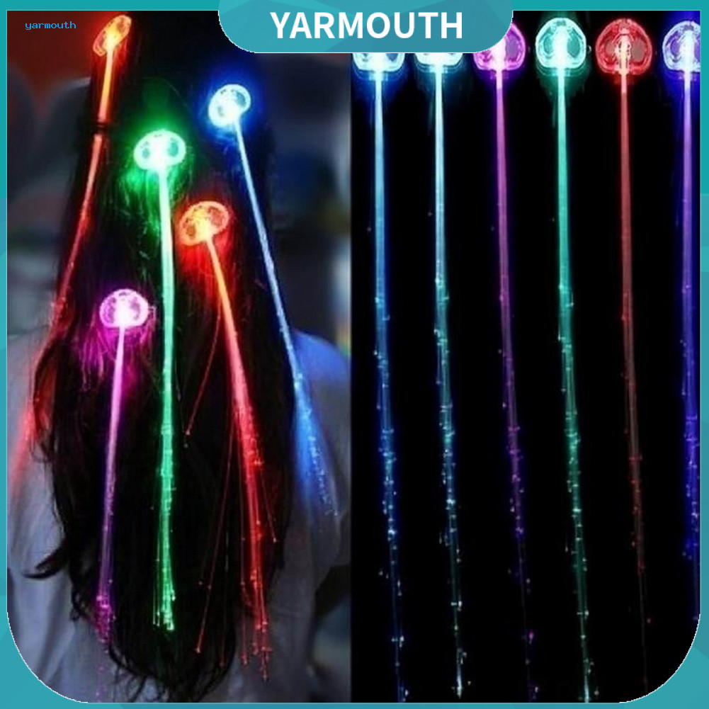 YYR_ LED Light Up Braid Luminous Fiber Optic Hairpin Decor สําหรับปาร์ตี้ฮาโลวีนบาร์