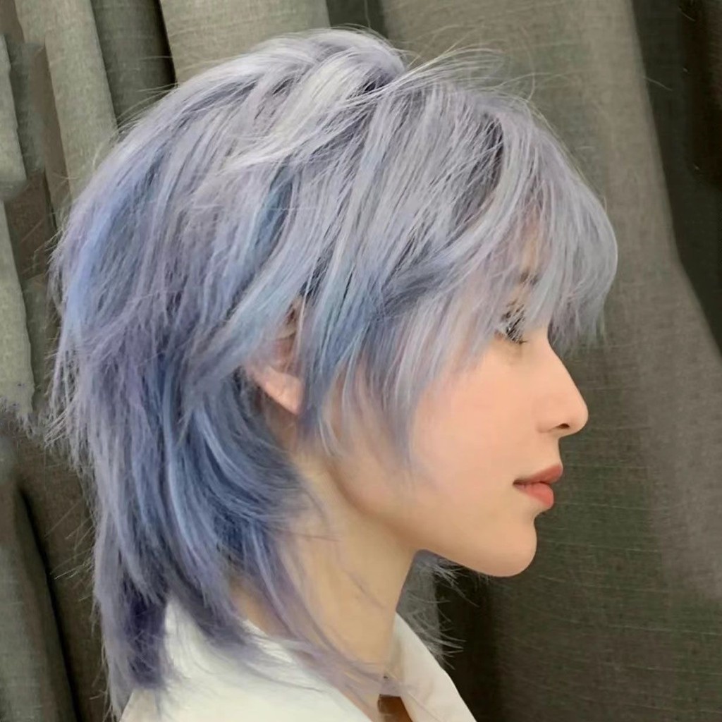 Wolf Tail Wig ทรงผมสั้นแบบ Mullet สำหรับหนุ่มสาว ออกแบบตามสไตล์ญี่ปุ่น เหมาะกับหน้ามน ขนาด 8.25"