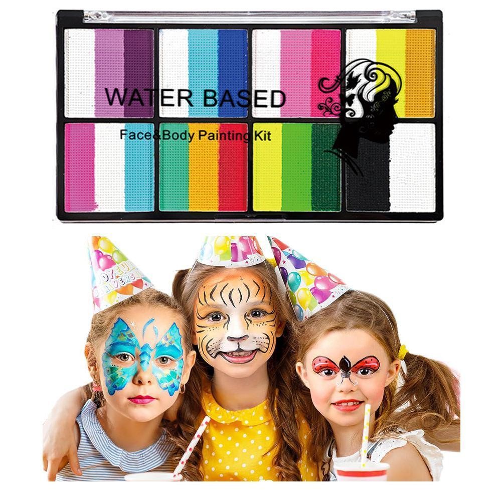 Face Body Paint Palette Neon Professional Makeup Palette Safe Facepaint สําหรับคริสต์มาสฮาโลวีน L9k8