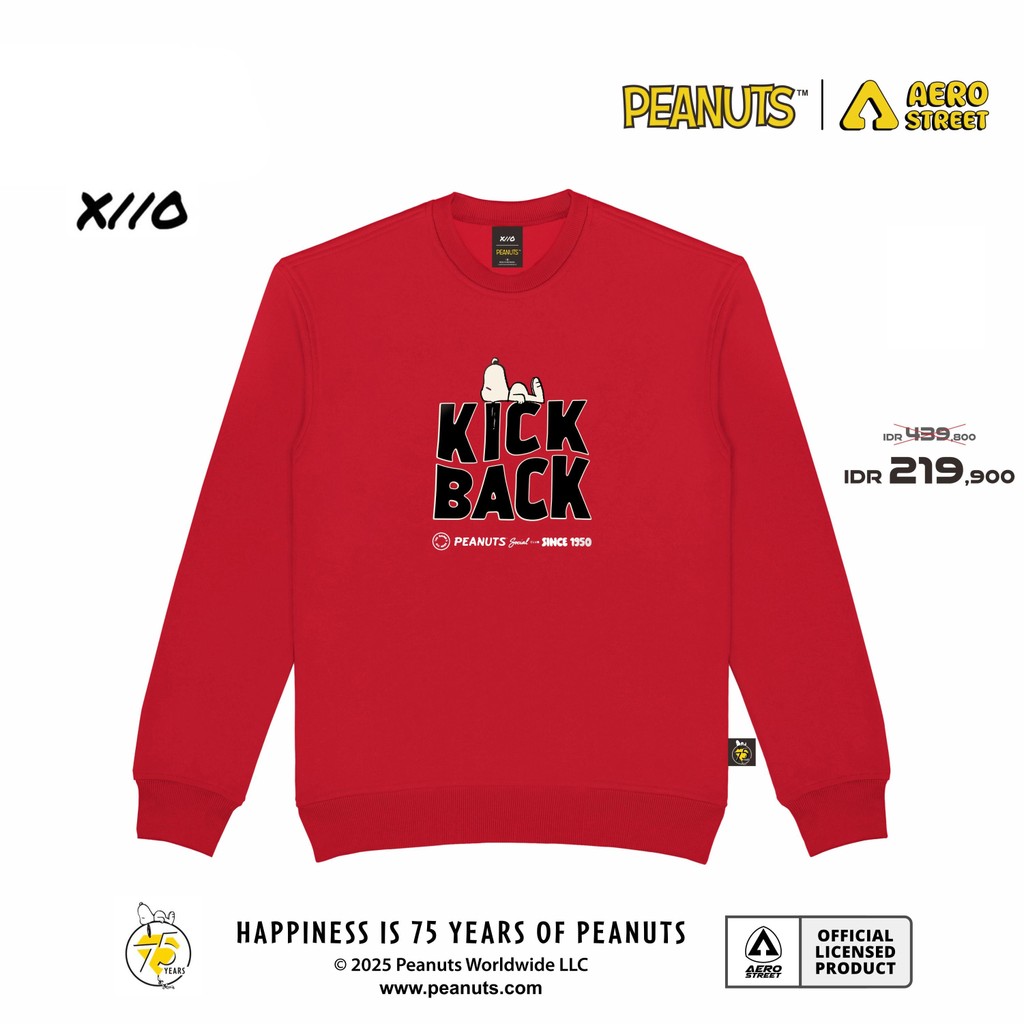 MERAH Aerostreet Crewneck Snoopy Kick Back เสื้อกันหนาวสีแดง BBAAA