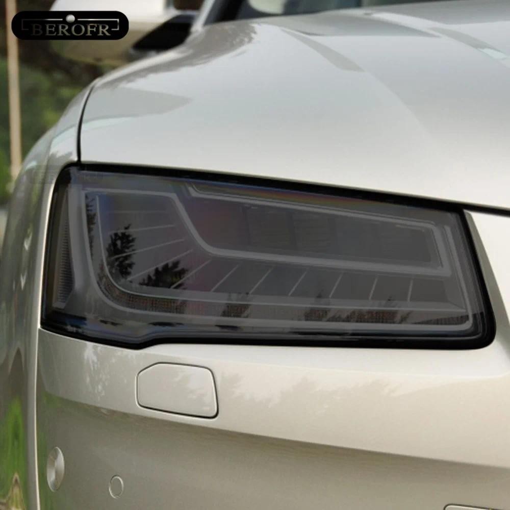 สําหรับ Audi A8 S8 D4 4H D5 4N 2014-On 2 ชิ้นไฟหน้ารถ Tint สีดําป้องกันฟิล์มโปร่งใส TPU สติกเกอร์อุป