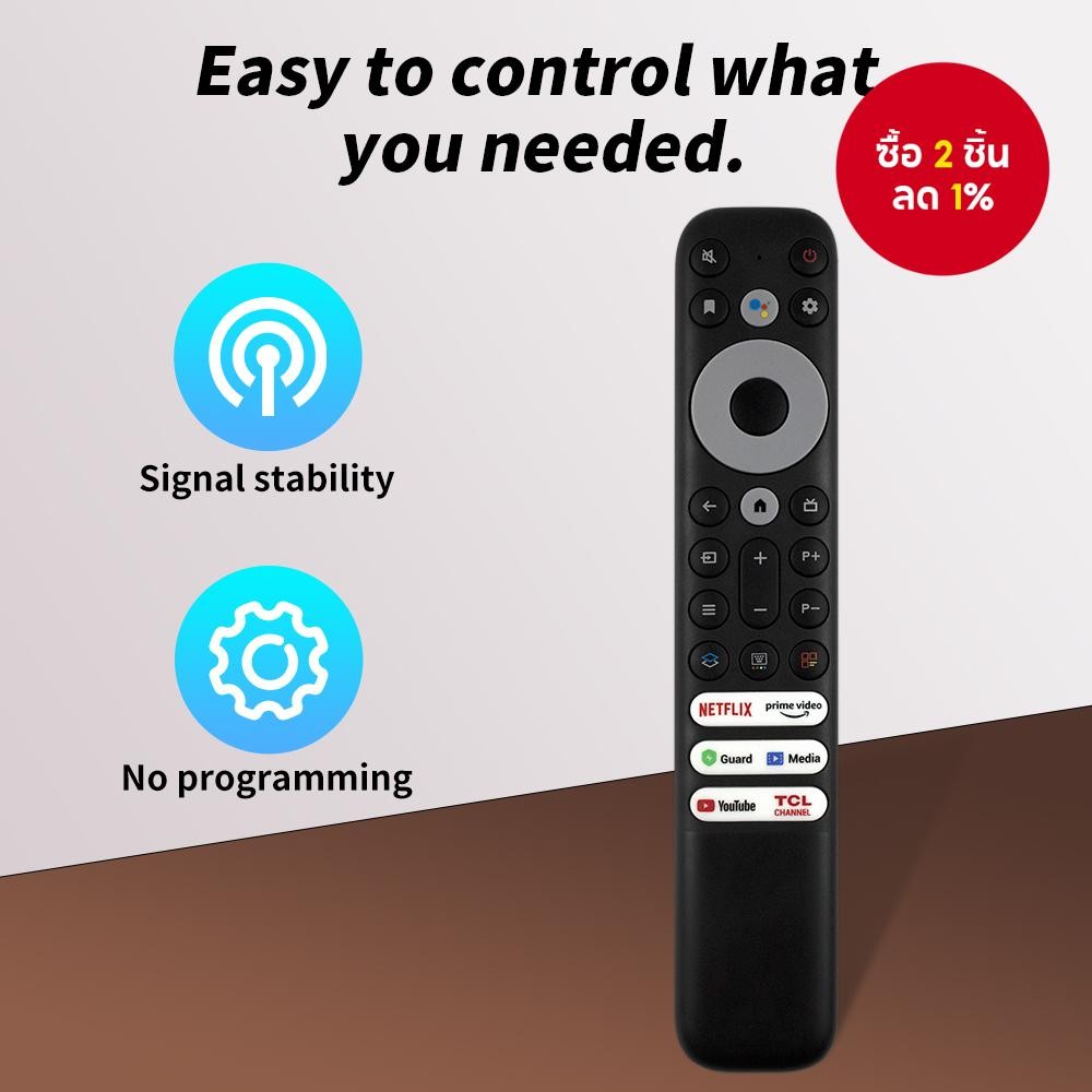 รีโมทคอนโทรล RC902N FMR1 รุ่นใหม่แทนที่ ที่เหมาะสำหรับทีวี TCL Android รุ่น 65X925, 50P725G, 55C728,