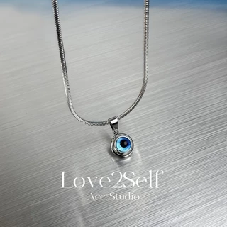 Love2Self X212 ผู้ชายสแตนเลสงูโซ่ Evil Eye จี้สร้อยคอ Non Tarnish 50 ซม.กันน้ํา Hip Hop Streetwear