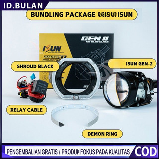 BUNDLING PAKET AES ISUN GEN-2 Lengkap dengan Shroud, Demon dan Kabel Relay Tinggal Pasang Blue-Lens High Power DC12V/60W