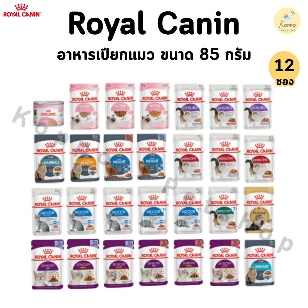 [N/L][ยกกล่อง 12 ซอง] Royal Canin โรยัล คานิน อาหารเปียกสำหรับแมวทุกช่วงวัย ทุกสายพันธุ์ ขนาดซองละ 85 กรัม