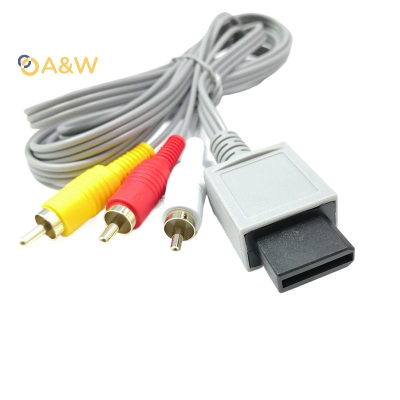 A & W คอมโพสิต 480 P Gold-plated 3RCA สําหรับจะสาย 1.8 M 3 สาย RCA สําหรับ Nintendo Wii Controller ค