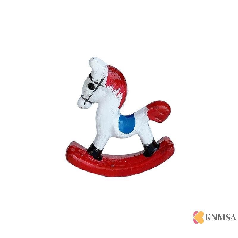 KNMSA] 1/12 Dollhouse Mini Necking Horse Model Doll Home Nursery Room Trojan Horse Furniture Decor D