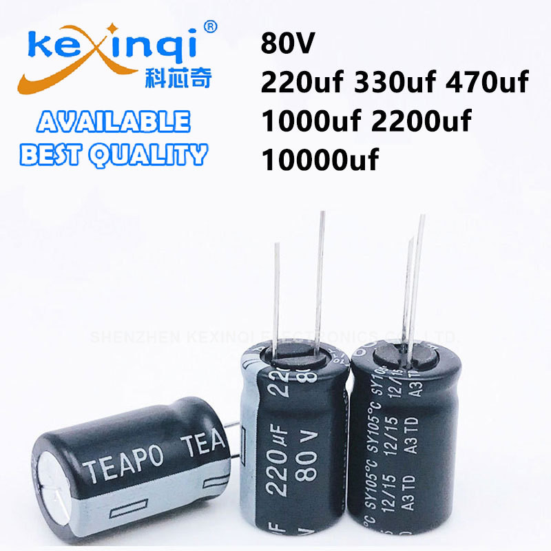 80V Electrolytic Capacitor 220uf 330uf 470uf 1000uf 2200uf (2PCS) อลูมิเนียม Kexinqi