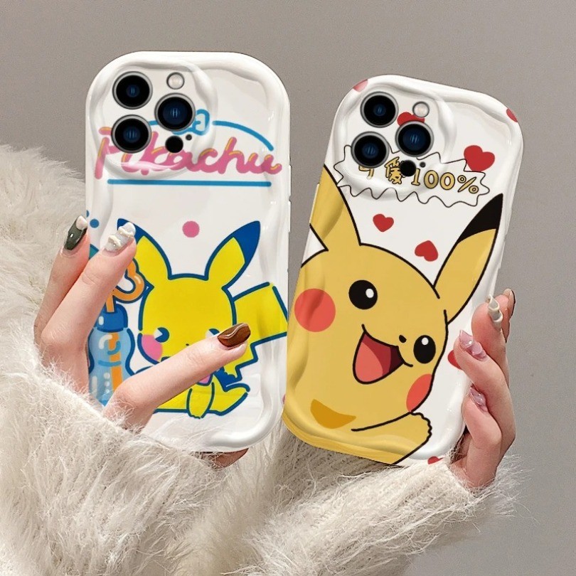 สําหรับRealme 5i 5s 6i 8 5 Pro C75 C61 C63 C67 12 Pro PlusอะนิเมะP-Pokemones P-Pikachus 3D Waveกรณีน