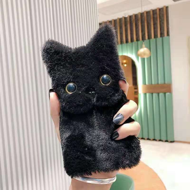 Warm Plush 3D หูแมวน่ารักสําหรับ iPhone 17 Air Case 16 Pro Max 15 Plus 14 13 12 11 X XS XR 16E นุ่มผู้ถือโทรศัพท์กรณี Shell