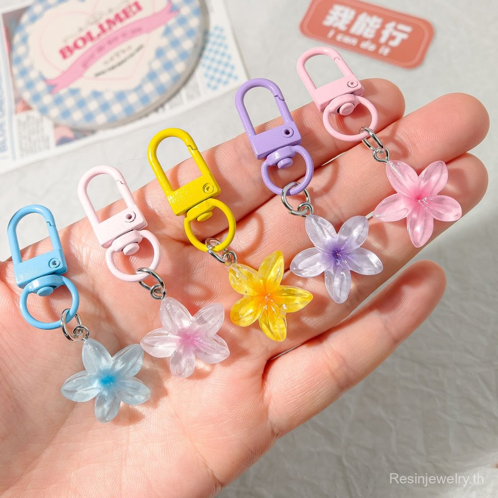 หัวเข็มขัดโปร่งใสลายดอกไม้ขนาดเล็ก สไตล์น่ารัก สำหรับพวงกุญแจและกระเป๋า
