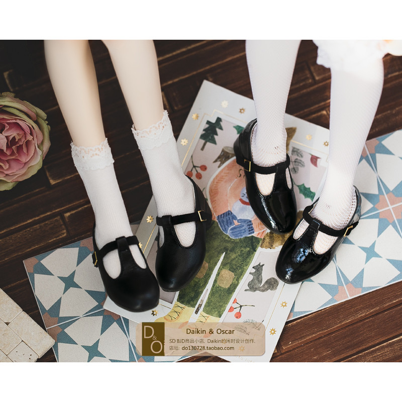 DO Ready Stock bjd 4 Points 3 Points Shoes msd 6 Points soom French Retro Thick Heel Mary Jane T-Str