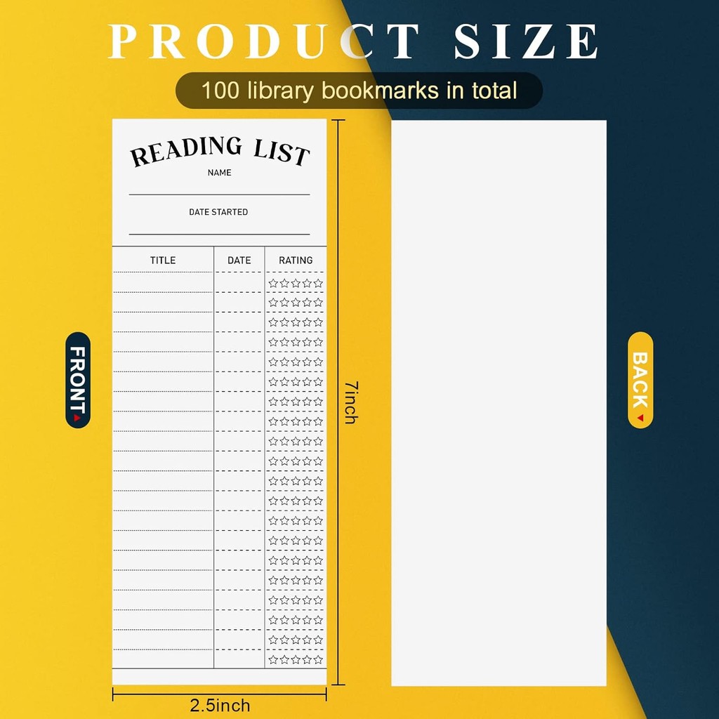 Colarr 100 ชิ้นอ่านรายการบุ๊คมาร์ค 7.9 x 3 นิ้ว Tracker Library การ์ด Log Book Tracker Notecards สํา