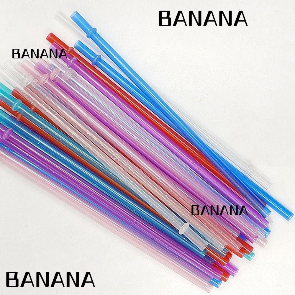BANANA1 1PC ผงทองหลอดพลาสติก, รถ Travel Cup Straw Reusable Glitter Straw, ของขวัญแบบพกพาแปรงทําความส