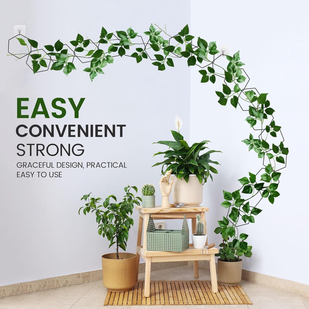 Trellis สําหรับพืชปีนเขาในร่มและกลางแจ้ง, Pothos Plant Climber สนับสนุนกับตะขอเชื่อมต่อ, 18 ชิ้น DIY