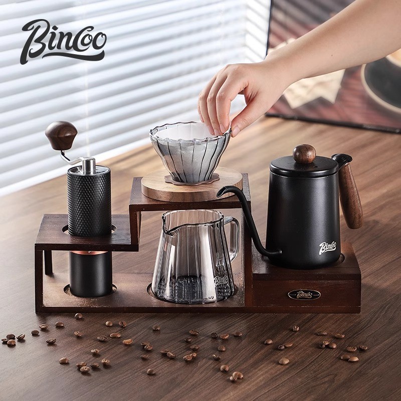 Bincoo Hand Brew ชุดเครื่องชงกาแฟเครื่องบดมือเครื่องชงกาแฟ Hand Storage Bracket กาแฟไม้ Hand Brew หม