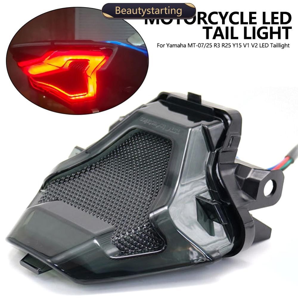 BEAUTYSTARTING รถจักรยานยนต์ไฟท้าย LED ด้านหลังเบรคโคมไฟแบบบูรณาการไฟเลี้ยวสําหรับ Yamaha MT-07/25 R