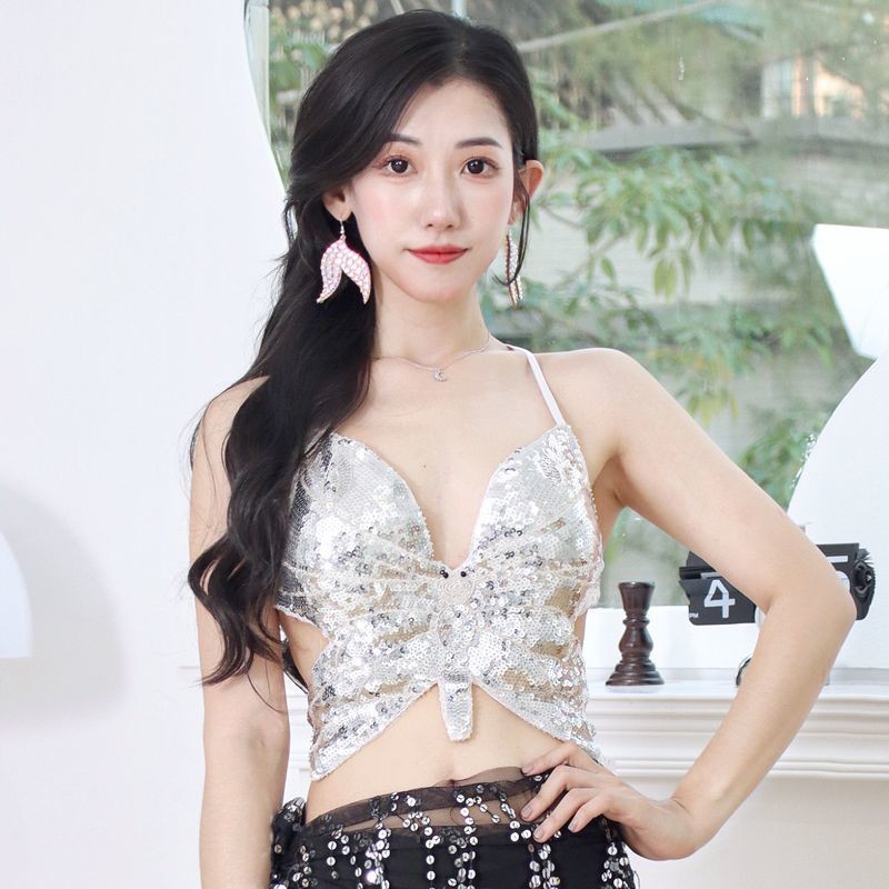 ท็อปเต้นระบำท้อง India-SS05 กับเครื่องประดับลูกปัด และเบรสไตล์ผีเสืьอ R0UR