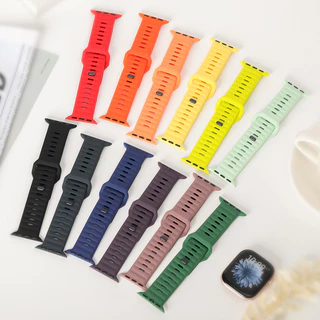 สายรัดข้อมือซิลิโคนกีฬา for Apple Watch IWatch Ultra/Ultra/SE 3 2 Series 11 10 9 8 7 6 5 4 49มม 46 45 44 42 41 40 38มม