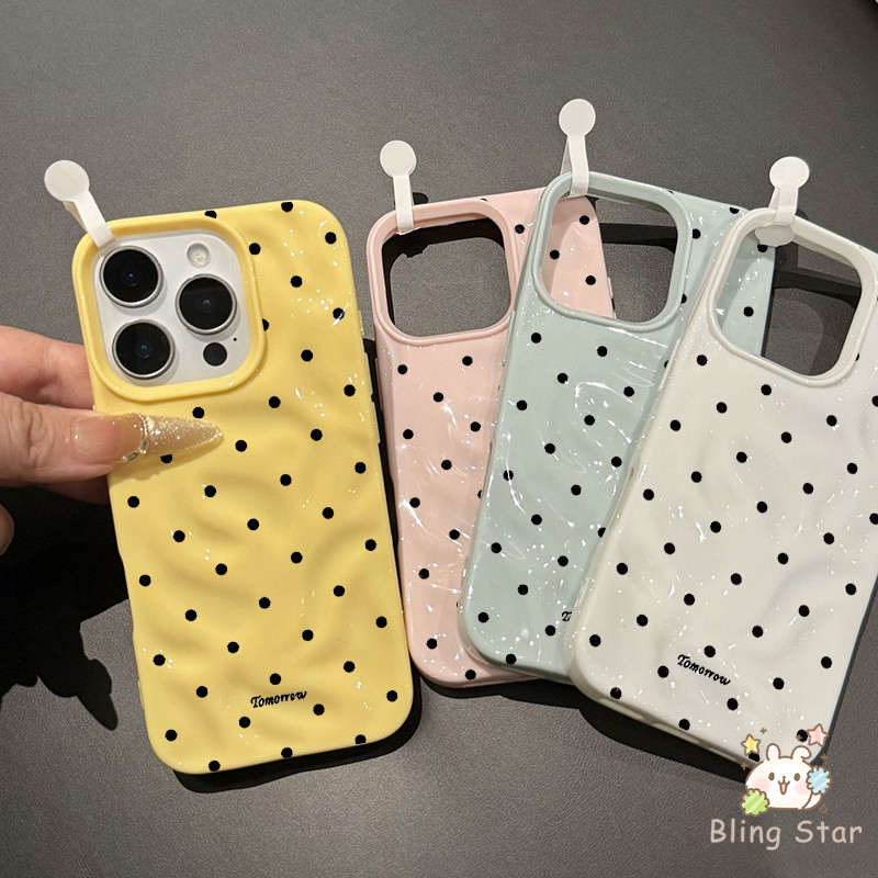 เคสไอโฟน 11 สำหรับ IPhone 13 16 15 11 14 12 Pro Max 15 14 16 6 6S Plus XR X XS MAX กรณีริ้วรอยคลื่นคลื่นน้ำ สีดำ