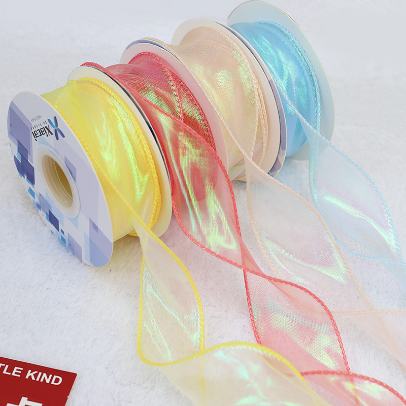 ริบบิ้น 4 cm ริบบิ้นผ้า 4 cm ริบบิ้นดอกไม้แบบช่อขนาด 4 เซนติเมตร สำหรับการทำเอง พร้อมริบบิ้นคลื่นสำห