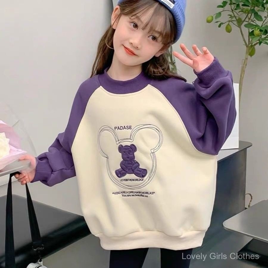 เสื้อแขนยาวสำหรับเด็กหญิง สไตล์เกาหลี เหมาะสำหรับฤดูใบไม้ผลิและฤดูใบไม้ร่วง