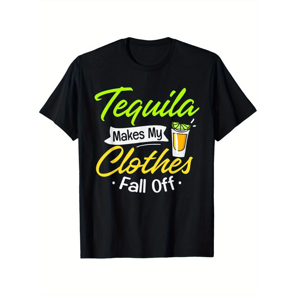 เสื้อยืด KATUN Tequila ทําให้เสื้อผ้าของฉันฤดูใบไม้ร่วงตลก - ผ้าฝ้าย 100% ผู้ชายผู้หญิงสีดํา O-คอ 18