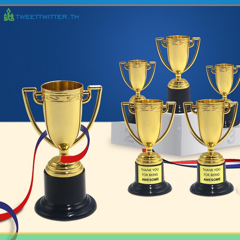 Tweet 5 ชิ้นพลาสติก Golden รางวัล Trophy ของเล่นรางวัลสําหรับเด็กวันเกิด Party Favors รางวัลอนุบาลเด็ก Pinata ฟิลเลอร์ TH