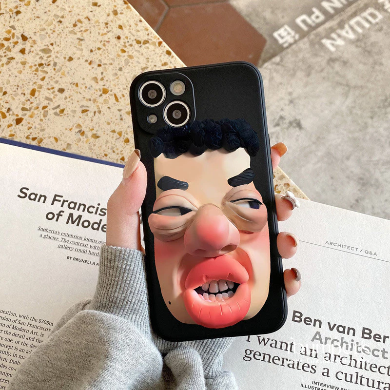 Ibumpers ตลก 3D ตัวอักษรรูปแบบเคสโทรศัพท์สําหรับ IPhone 16 15 14 13 12 11 Pro Max IP 7 8 Plus X XS XR Xs Max ซิลิคอนนุ่มกันกระแทกปกหลัง thumbnail 3