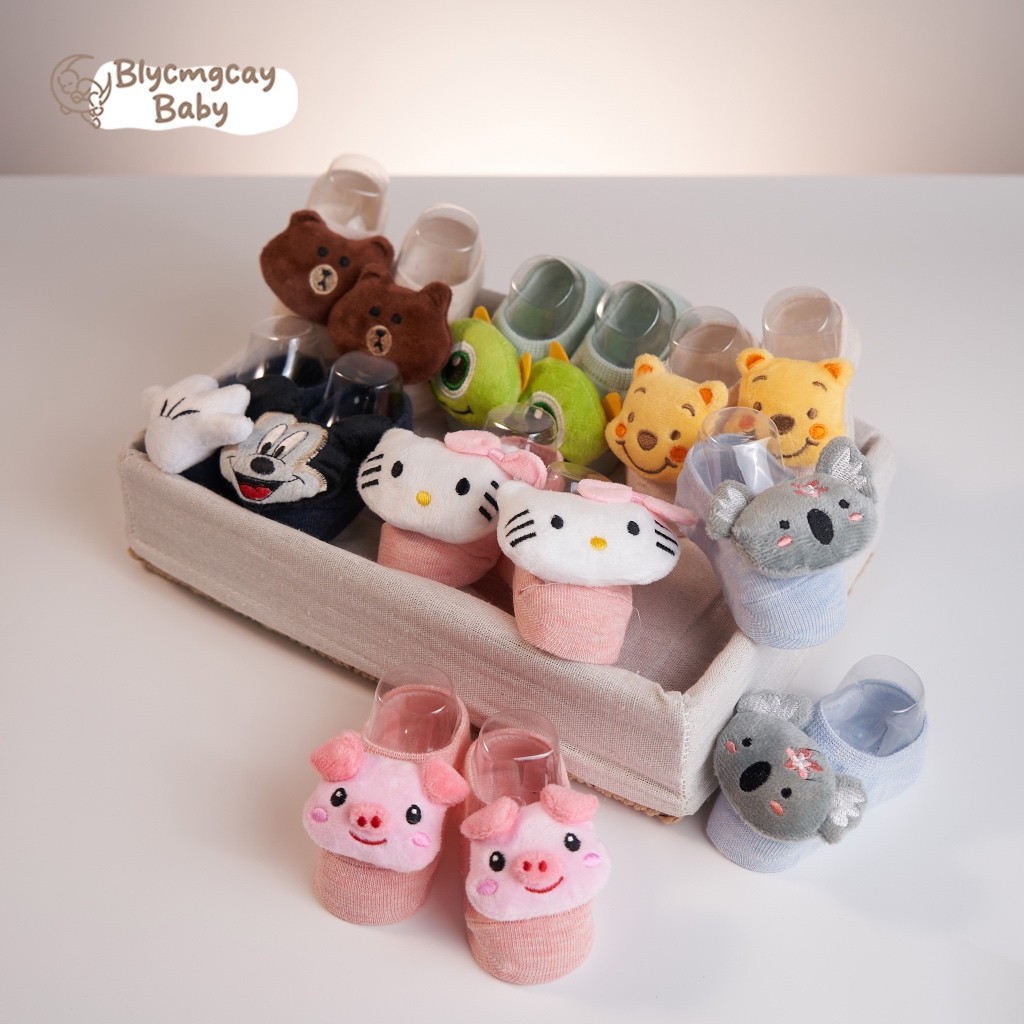 3-12 เดือน กาวตุ๊กตา 3D กันลื่น ผ้าฝ้าย ถุงเท้า ผ้าฝ้าย ลายการ์ตูน สามมิติ กันลื่น สําหรับเด็กทารกแรกเกิด