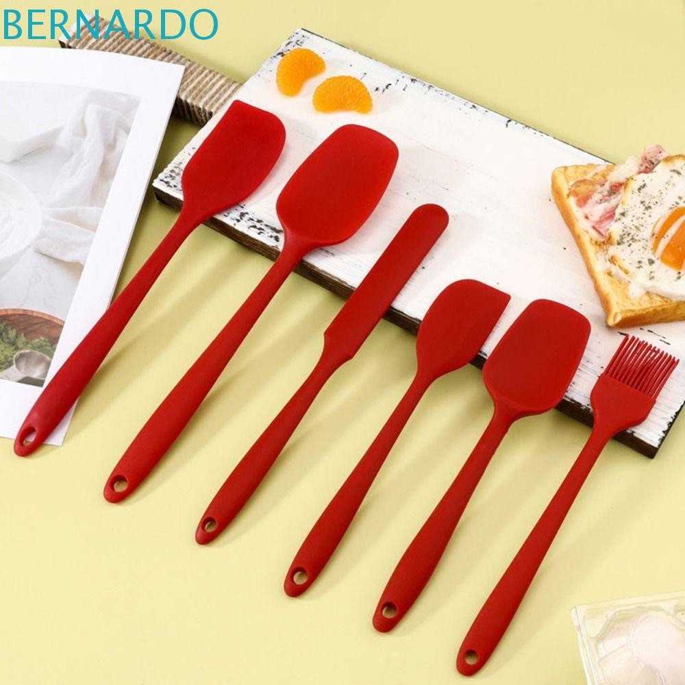 BERNARDO 6 ชิ้น/เซ็ตไม้พายซิลิโคนชุด,ทนความร้อนป้องกันการลวกทําอาหารผสมไม้พาย,อุปกรณ์ครัวหนาไม่ติดอาหารเกรดครีมมีดโกนแยม