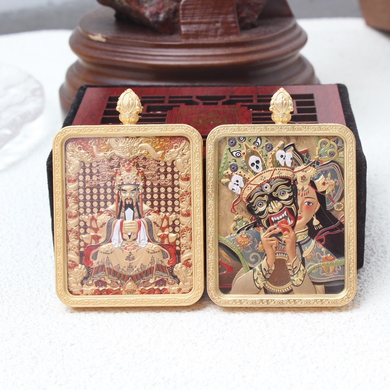 Seiko Five Masters Zakiram สองด้านสามมิติทองเหลือง Gilt Thangka จี้จี้ Zakiram Past Life ปัจจุบัน