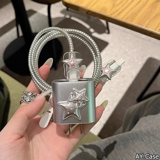 🚚COD🚚น่ารัก 3D Clear Bowknot ใหม่อีพ็อกซี่สาย USB Protector สําหรับ iPhone 18W/20W ข้อมูลสายกัดหัวสายไฟ Fast ชาร์จกรณี