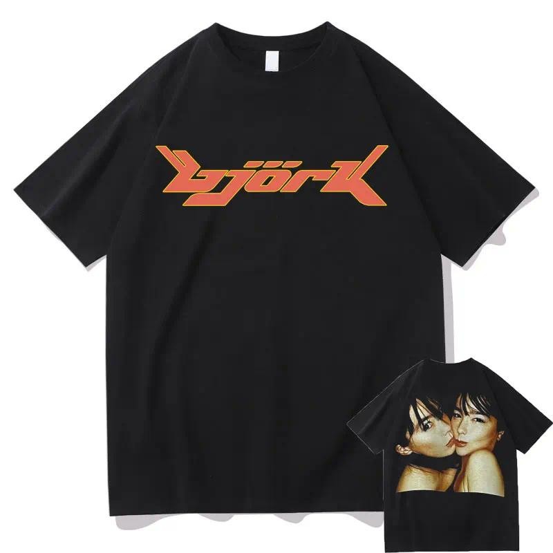 1990 Bjork Heavy Concert Vintage Tshirt Hip Hop Music Album Double Sided Print Oversized T-shirt Men