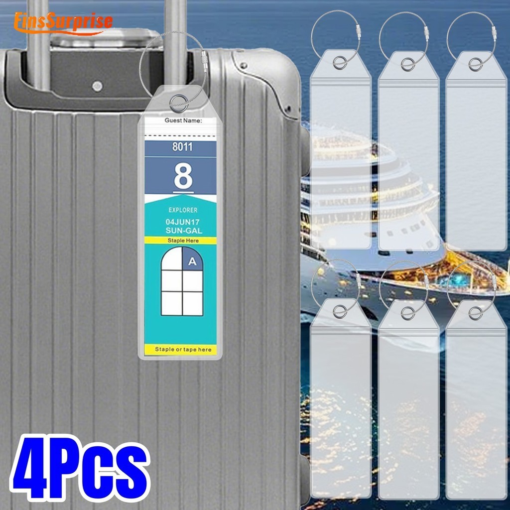 แท็กกระเป๋าเดินทาง Royal Caribbean ที่มองเห็นได้โปร่งใส - ฝาครอบป้องกันแบบปิดผนึกกันน้ําได้ - คลิปแท