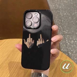 เคสไอโฟน 11 การ์ตูนตลกพื้นผิวนิ้วกลางมันวาว สำหรับ IPhone 11 17 air 15 16 12 13 14 Pro Max XR X XS 16 8 7 Plus SE 3 2