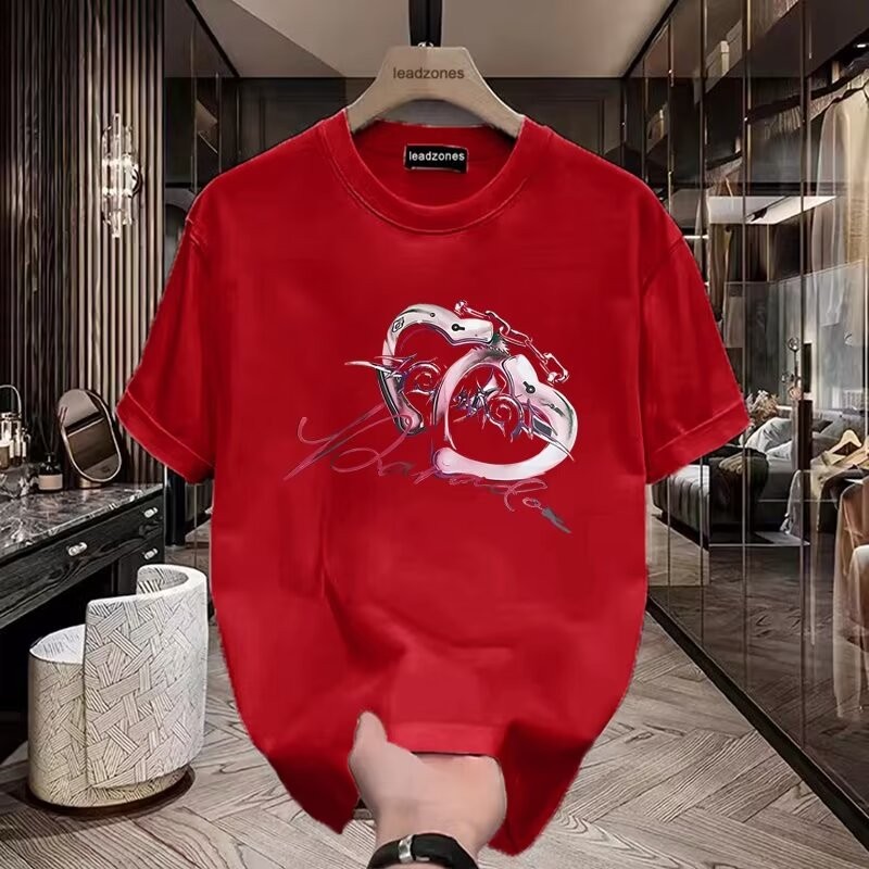 พิมพ์รอบคอด้านบน insNEW2025 Street Wear เสื้อยืดสไตล์ใหม่เสื้อยืดแขนสั้นหลวมครึ่งแขนผู้ชาย232025ญี่ป