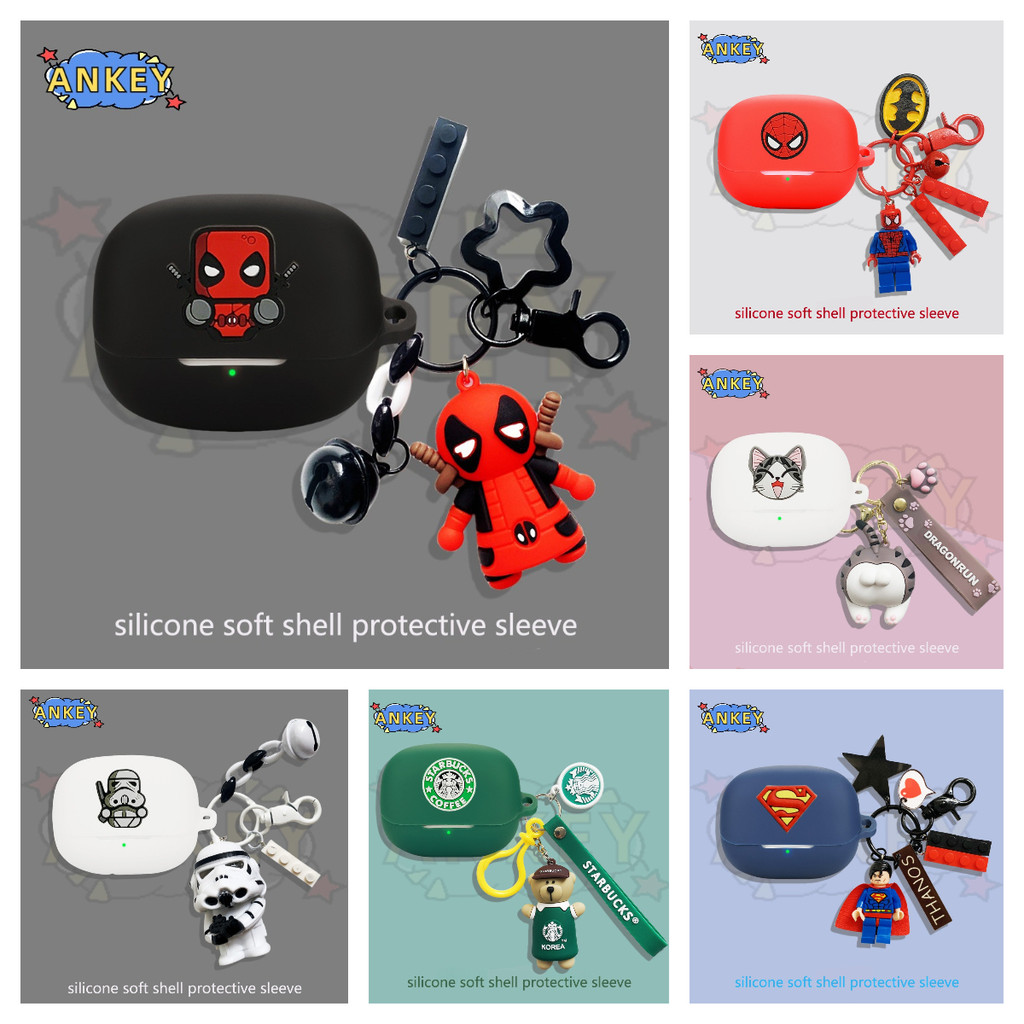 Case for Baseus Bass BP1 Pro ANC Protective silicone Baseus Bass EP10 Pro Black Warrior Cartoon Cove