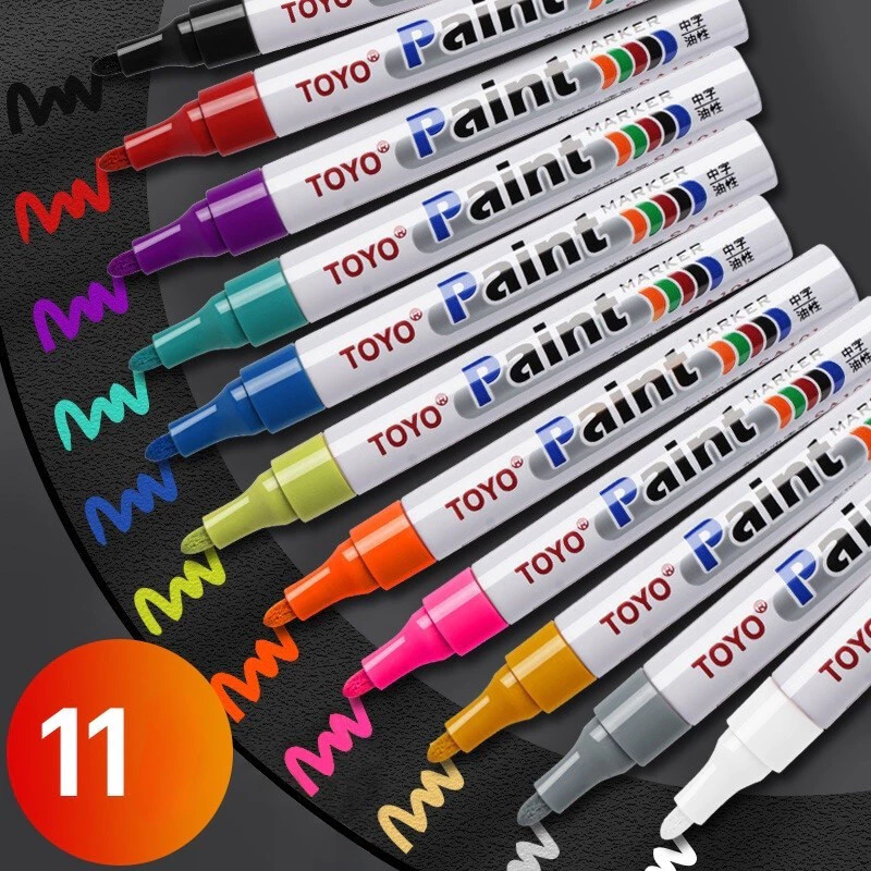 ปากกามาร์คเกอร์สี สีสันสดใส คุณภาพดี กันน้ำ ปากกาสีโลหะถาวร เหมาะสำหรับยางรถยนต์ ยาง และกระจก
