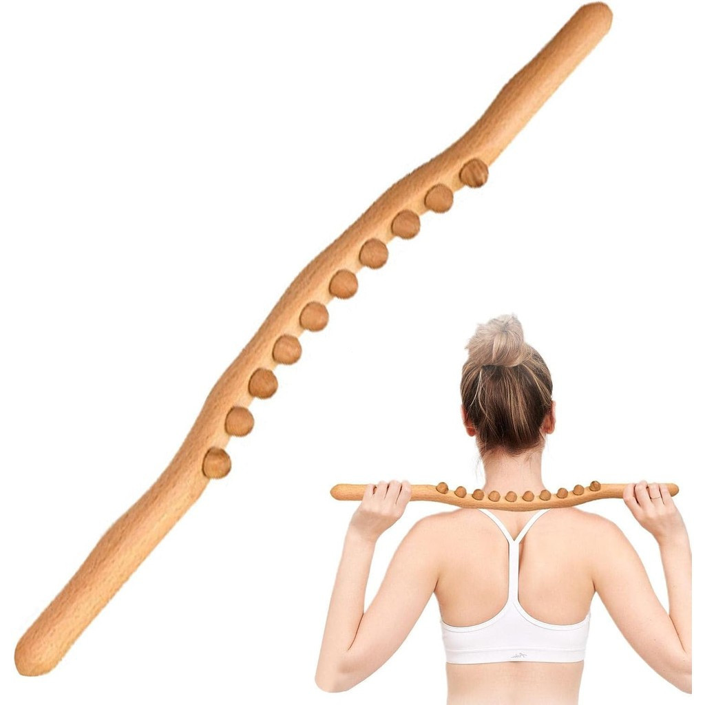 นวดน้ําเหลือง 8 หรือ 10 ลูกปัดนวด Roller Stick ไม้ Ther-apy นวดเครื่องมือ Guasha นวด Stick กล้ามเนื้